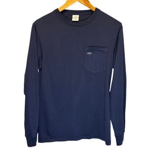 Noah Navy Classic Long Sleeve Pocket Tee - size Small